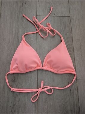 Peach Triangle Bikini Top - Ribbed Halter